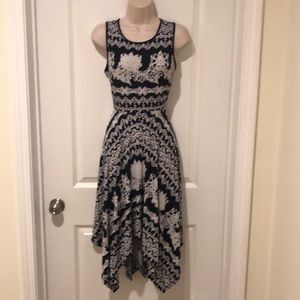 Navy knit handkerchief dress Sz SMALL LOFT